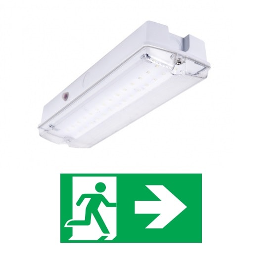 Núdzové LED svietidlo s pohotovostným režimom - s piktogramom smer úniku vpravo - nástenné